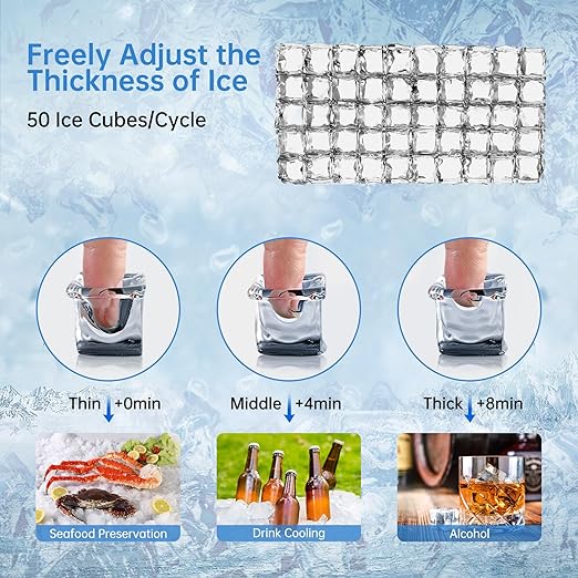 Ice Machine Commercial Ice Maker Machine, 150 Lbs /24H, 30 lbs Bin, Under Counter Built-in or Freestanding, Stainless Steel Household Use, Restaurant Bar Kitchen Cafe