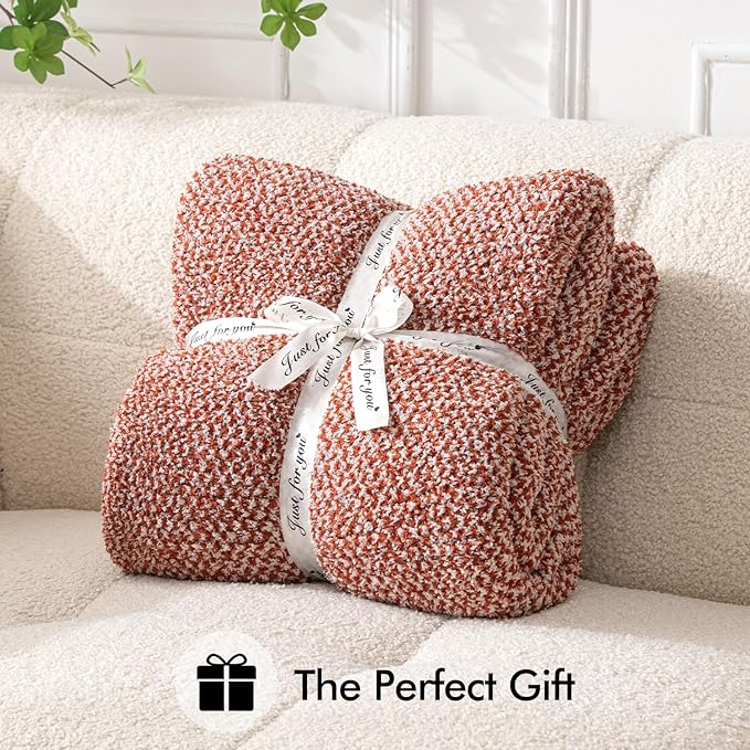 MIULEE Fall Rust Super Soft Throw Blanket for Bed, Twin Size Cozy Fluffy Warm Blankets Knit Blankets for Couch, Sofa, Chair, Living Room, Camping, Picnic, 60 x 80 inch