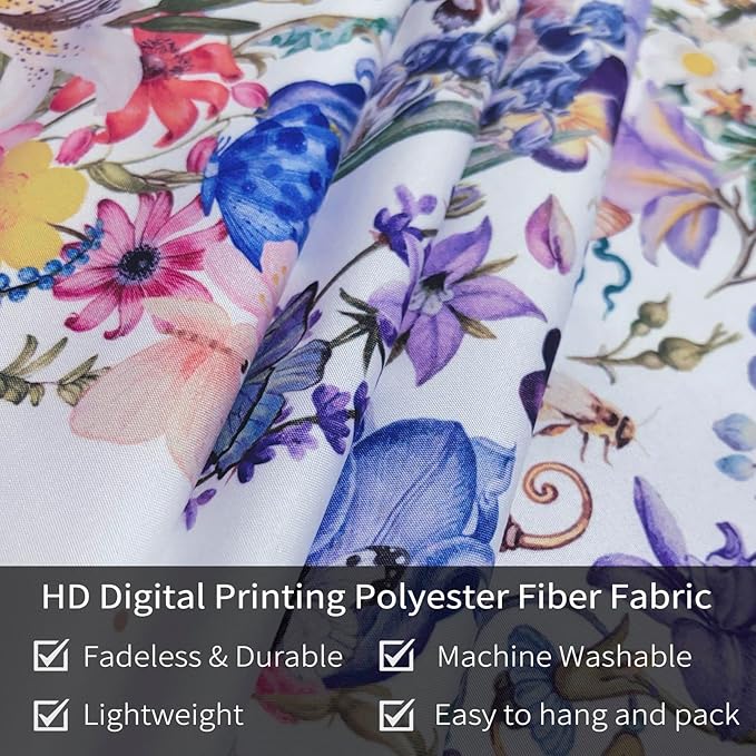 Damanse Butterfly Tapestry Wall Hanging Cute,Boho Wall Tapestry for Bedroom Aesthetic,Flower Living Room Decor for Teen Girls (White, 59.80" x 78.70")