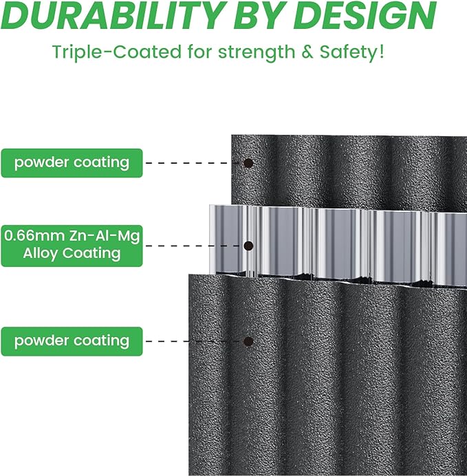 Raised Garden Bed Kit 8×2×1.4 FT Magnesium-Aluminum-Zinc Stainless Steel Metal Planter Box for Planting Outdoor Plants Vegetables (Cracked Silver)