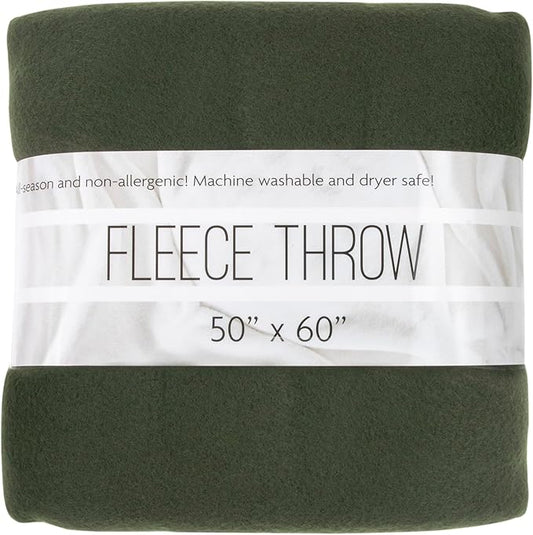 50x60 Throw Blankets, Ultra Soft Hypoallergenic Fleece Fall Throw Blanket for Livingroom, Couch, Chair, Bed, Olive Green