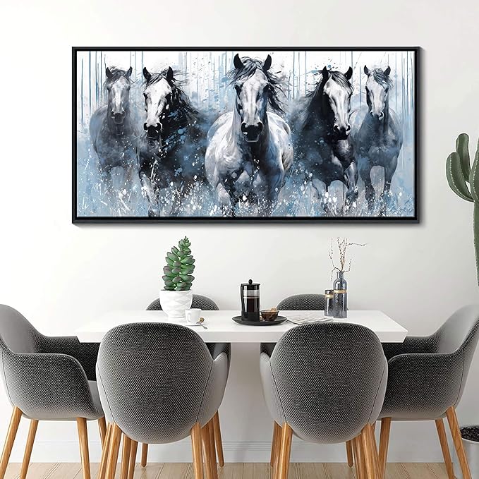 DUNHUANG ART Rustic Equine Gallop Canvas Wall Art - Stunning Horse Themed Decor for Living Room, Bedroom, Office - Horse Pictures Wall Decor 20"x40"