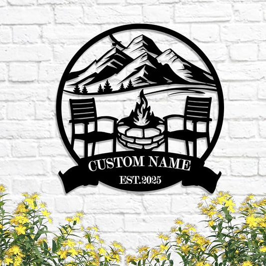 Custom Metal Camping Signs Outdoor - Personalized Size Rustic Wall Art, Lake House Decor, Farmhouse Gift for RV, Cabin & Garden - MADE IN USA