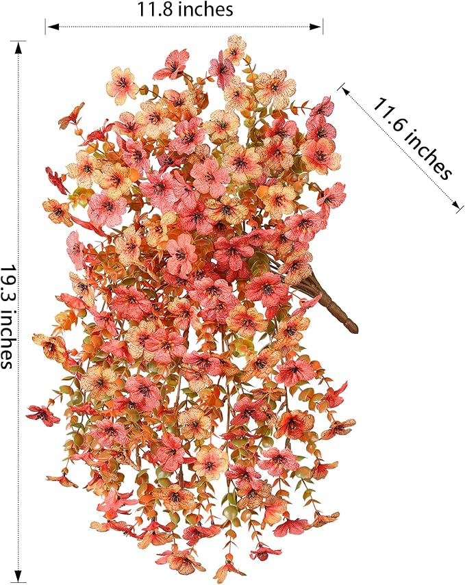 INSPRING Artificial Mums for Outdoors Decoration Fall Fake Flowers for Outside Decor, 2Pcs Silk Daisy with Eucalyptus UV Resistant Realistic Vines for Front Door Yard Patio Porch Planter Home