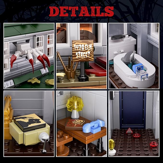 Halloween Nightmare Building House Set on Elm Street, Horror Movie Figure & Haunted House Building Blocks Toy, Compatible with Lego Gifts for Friends and Fans 18+ (1099 Pieces)