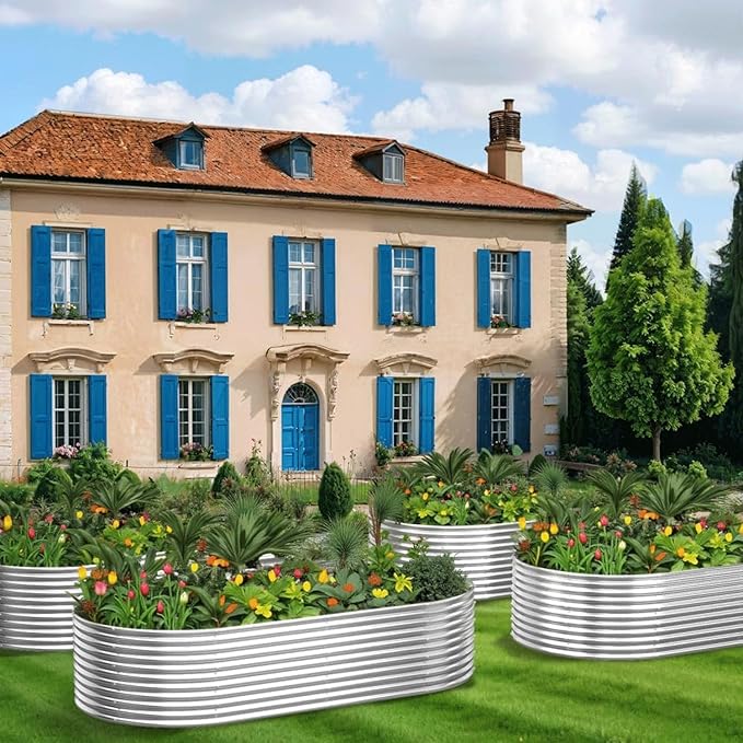 2 Pack 4x2FT Tall Galvanized Raised Garden Bed Outdoor,Metal Garden Bed for Vegetables,Steel Raised Beds for Gardening,Above Ground Garden Box for Flower