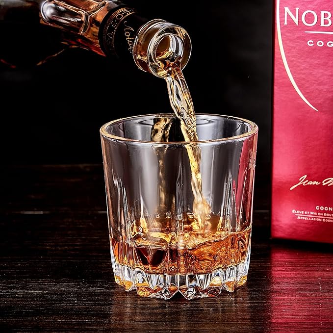 Whiskey Glasses Set of 4,Lead-Free Crystal Old Fashioned Glass,Scotch Glass Tumblers for Drinking Bourbon,Cognac,Irish Whisky,Whisky Glass Gift Set for Men,Dad,Brother-10oz