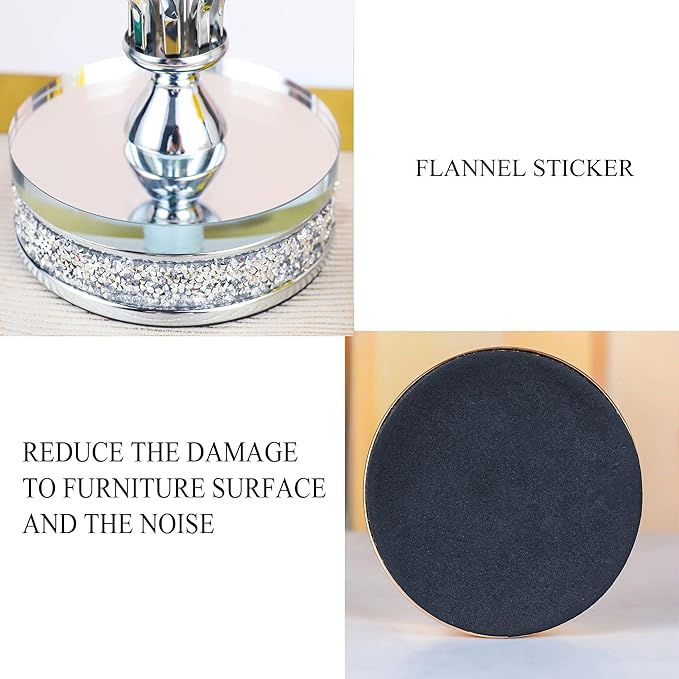 Hanjue Crystal Candle Holders for Pillar Candle, Metal Crystal Candle Holder for Home Decor, Centerpieces, Coffee Dining Table CH0509 (Silver (M))