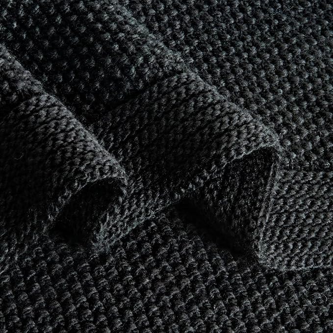 CozeCube Black Throw Blanket for Couch, Soft Cozy Cable Knit Throw for Bed Sofa Living Room, Lightweight Warm Decorative Farmhouse Christmas Blanket, 60"x80", Jet Black
