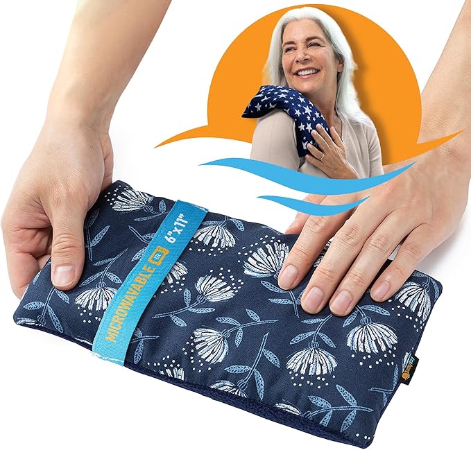 SunnyBay Small Microwave Heating Pad, Microwavable Versatile Cold/Heated Neck and Shoulder Wrap for Back Pain and More, Moist Heat Cotton-Fleece Pad with Flax Seed Filling, 6x11 in, Whispy Flower