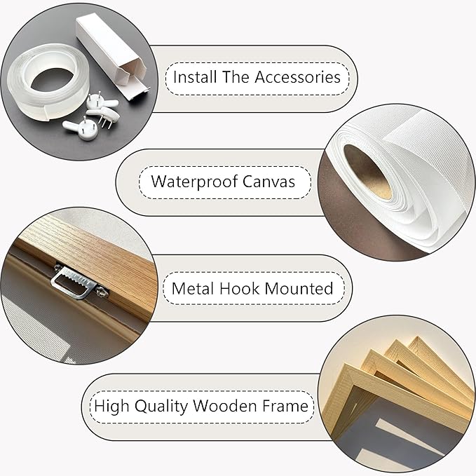 HGUAOA Coastal Wall Art - Large Landscape Wall Pictures for Living Room, Bedroom Pictures, Ocean Beach Artwork, Blue Wall Art, Above Bed Decor, Coastal Landscape Wall Decor, Beach Pinting