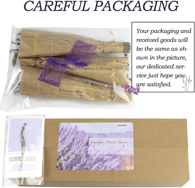 6 Packs Natural Dried Lavender Flowers Bouquet with Stems (14-17 Inches, 540-600 Stems Total) - Home Fragrance for Drawers, Wedding Decor & Photography Props, DIY Crafts Supplies & ,Gifts for Her