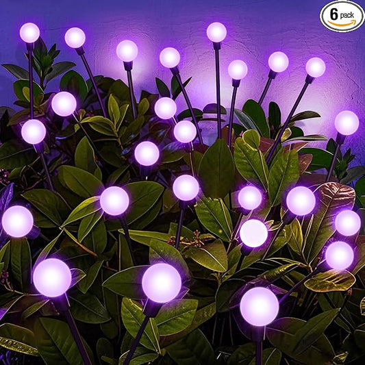 Solar Lights Outdoor Garden Purple – 36 LEDs Solar Firefly Lights, Purple Swaying Lights Outdoor Waterproof, 6 Pack 6 Heads Garden Decorative for Yard Patio Pathway Lawn Decorations