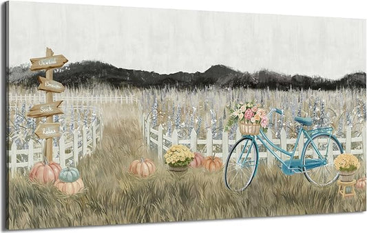 Oversized Wall Art for Living Room, Extra Large Wall Decor, Modern Vintage Farmhouse Boho Landscape Artwork Neutral Rustic Countryside Nature Floral Canvas Wall Picture for Office Bedroom Dining room