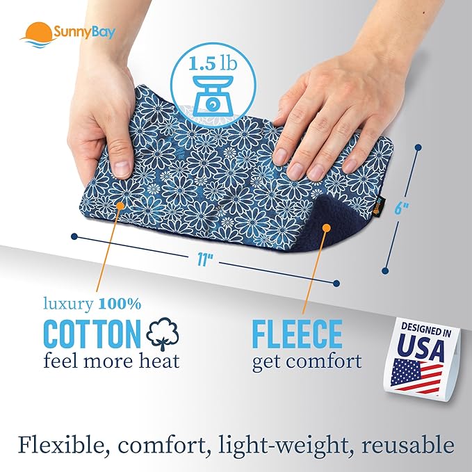 SunnyBay Small Microwave Heating Pad, Microwavable Versatile Cold/Heated Neck and Shoulder Wrap for Back Pain and More, Moist Heat Cotton-Fleece Pad with Flax Seed Filling, 6x11 in, Royal Flowers