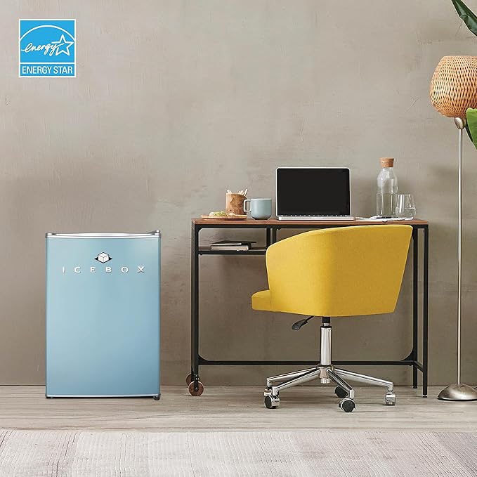 IBCR25SLT Compact, Energy Star Certified Small, Single Door Mini Fridge with Freezer Refrigerator, Large (2.5 cu ft), Slate Blue