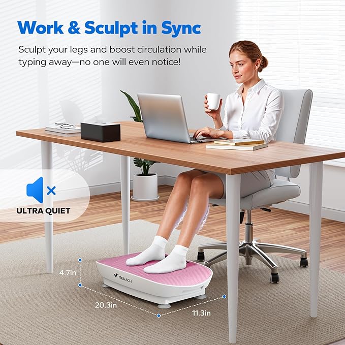 MERACH Slim Vibration Plate Exercise Machine, Vibration Plate for Lymphatic Drainage Weight Loss, Vibrating Plate with Real-Time Calorie Tracking on LED Display, Workout Equipment for Home Women Men