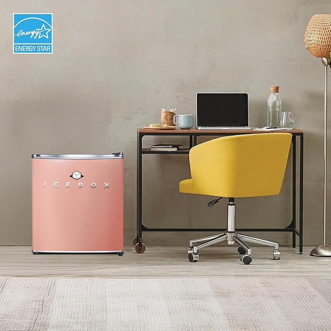 IBCR17BLS Compact, Energy Star Certified Small, Single Door Mini Fridge with Freezer Refrigerator, Standard (1.7 cu ft), Blush Red