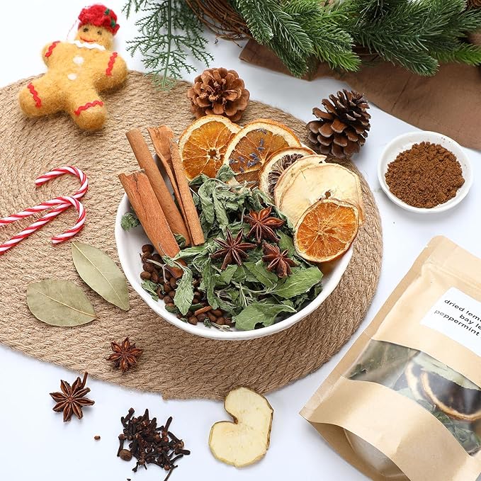 6 Pack Fall Stovetop Potpourri Autumn Simmer Pot Kit Christmas Dried Orange Slices Cinnamon Stick Air Freshener Sachet Ingredients Bowl Filler Decor for Holiday Fragrance Housewarming Gift