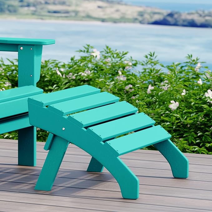 WestinTrends Dylan Outdoor Patio HDPE Adirondack Ottoman Footrest, Turquoise