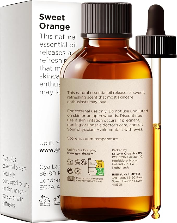 Gya Labs Orange Essential Oil for Diffuser & Skin - Huge 4 Fl Oz - 100% Pure Natural Sweet Orange Oil for Massage, Face, Cleaning & Candle Making Scent