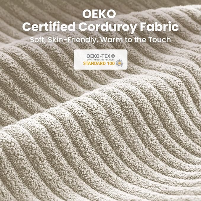 Pull Out Sofa Bed, Full Size Sleeper Sofa, 2-in-1 Convertible Corduroy Couch with USB Charging, Memory Form Couch for Living Room, Apartment and Small Space (Corduroy Beige, Queen Size)