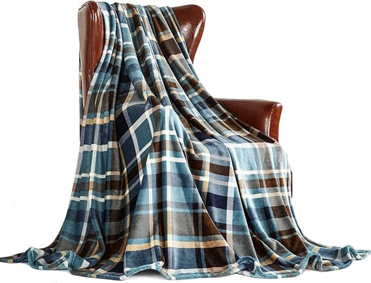 MERRYLIFE Throw Blanket Plaid Sherpa | Ultra-Plush Soft Colorful | Decorative Couch Travel Blanket | (50" 60", Greenland)