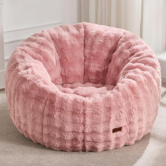 Hobestluk Bean Bag Chair Oversized Bean Bag Chair for Adults Donut-Shaped Large Bean Bag with Spacious Design for Living Room Bedroom or Reading Nook (Bubble Pink)