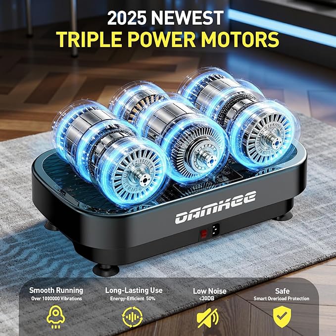 Vibration Plate Exercise Machine for Lymphatic Drainage, 2025 Advanced Triple Motors Vibrating Equipment for Weight Loss, Whole Body Workout with Magnetic Acupoints, Gym Home Shake Board for Fitness