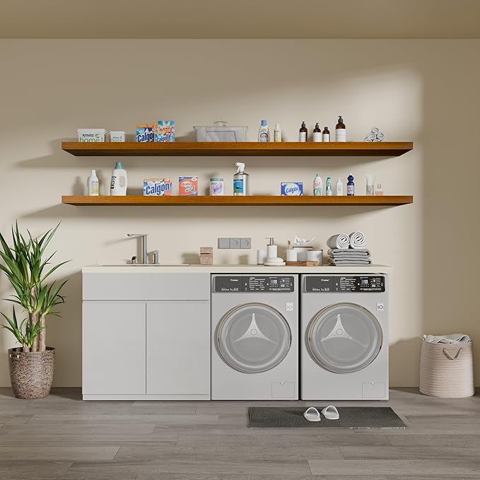 IAE Walnut Floating Wall Shelves 72 inch, Bathroom Shelves Wall Mounted,Invisible Shelves Floating Kitchen Shelves,Wooden Wall Shelves with Brackets for Living Room Wall Mounted,Easy Install,Set of 2