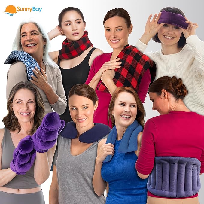 SunnyBay Small Microwave Heating Pad, Microwavable Versatile Cold/Heated Neck and Shoulder Wrap for Back Pain and More, Moist Heat Cotton-Fleece Pad, 6x11 Inches, Meadow & Melody Flowers, Pack of 2