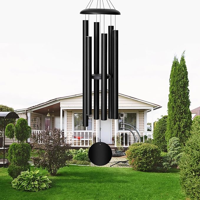 45'' Wind Chimes Outdoor,Memorial Wind Chime, Large Wind Chimes for Outside Deep Tone, Sympathy Gifts. Black