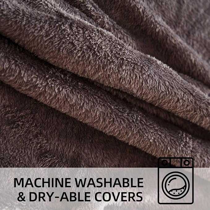 Bean Bag Chair 5Ft, Memory Foam Filled, Large Beanbag Chairs for Adults and Teens, Soft Sofa with Removable Flannel Cover, Round Couch for Living Room Bedroom College Dorm (Brown, 5FT-60×60"×24")
