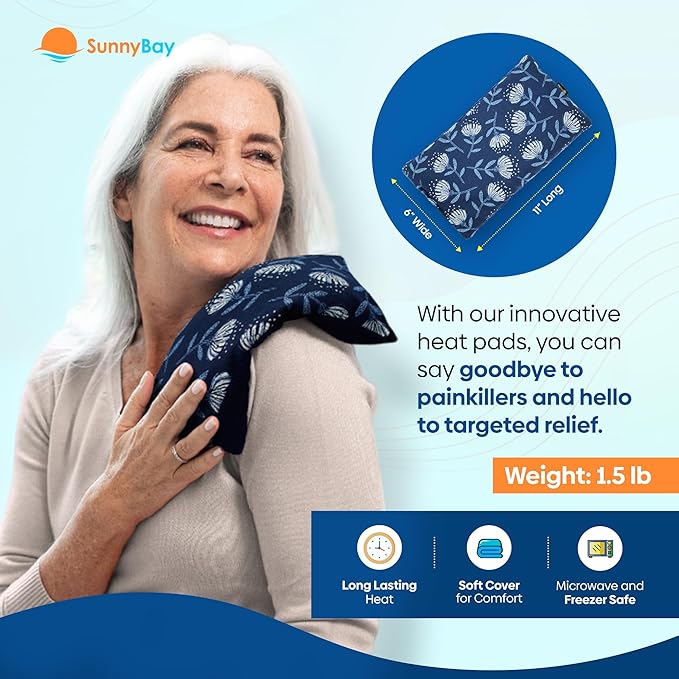 SunnyBay Small Microwave Heating Pad, Microwavable Versatile Cold/Heated Neck and Shoulder Wrap for Back Pain and More, Moist Heat Cotton-Fleece Pad with Flax Seed Filling, 6x11 in, Whispy Flower