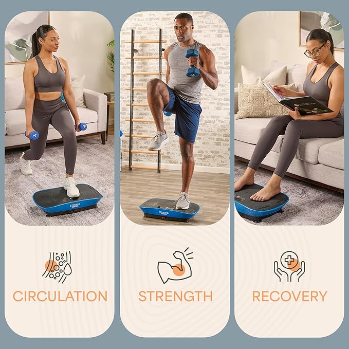 Lifepro Vibration Plate with Bluetooth Speaker, Auto Start Mode – Whole Body Vibrating Platform for Lymphatic Support, Muscle Toning & Flexibility – 10 Speed Levels, Included Remote & Yoga Band