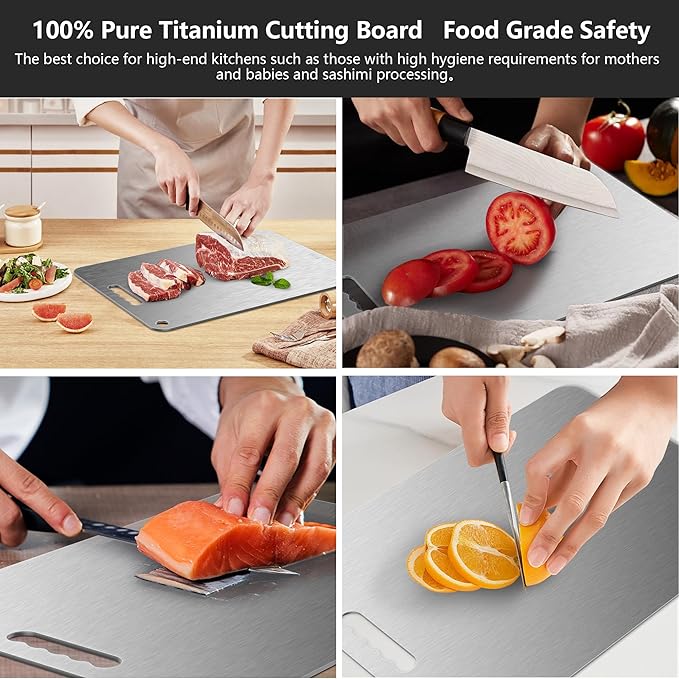 Titanium Cutting Board Ultra-Lightweight,Non-Toxic,Food-Grade Pure Titanium Cutting Boards for Kitchen Dishwasher Safe Double Sided High - End Chopping Board for Meat Vegetable Fruit