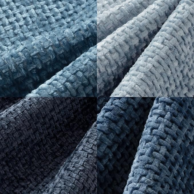 MIULEE Pack of 4 Couch Throw Pillow Covers 12x20 Inch Neutral Blue Soft Decorative Chenille Pillow Covers Farmhouse Accent Cushion Covers for Boho Western Home Coastal Decor Sofa Bedroom Living Room