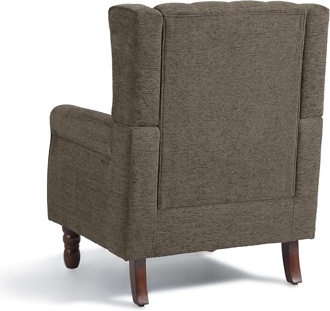Accent Chair, Upholstered Armchair with Button Tufted High Back & Solid Wood Legs, Comfy Wingback Reading Single Sofa Chair for Small Spaces, Living Room, Bedroom (Taupe, Set of 1)