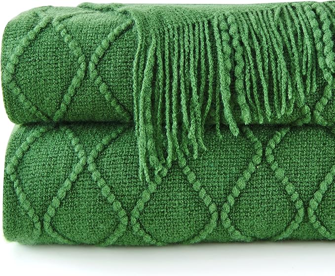 inhand Green Christmas Throw Blanket for Couch and Bed, Birthday Gifts for Women Teen Girl Friend Home Decor Knitted Blanket and Throws, Outdoor Lightweight Farmhouse Warm Woven Decorative, 50"x60"