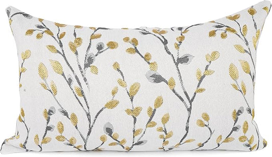 YOUR SMILE Classical Embroidery Jacquard Yellow/Gold Square Decorative Throw Pillow Case Cushion Cover,12x20 inch