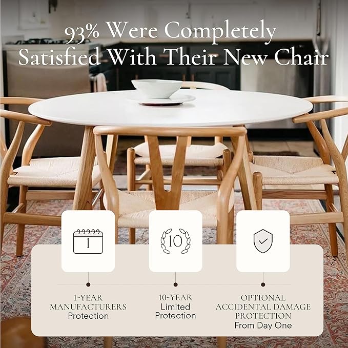 POLY & BARK Weave Dining Chairs – Mid-Century Modern Wishbone Dining Chairs with Arms, Solid Wood Frame, Indoor Use – Natural – Set of 2 - Ideal for Dining Room, Kitchen or Stylish Accent Setting