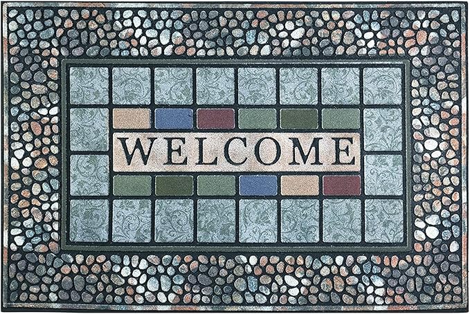 CHICHIC Rectangle Entrance Door Mat Large 18 x 30 Inch Entry Way High Traffic Area Doormat Front Door Rugs Outdoors Heavy Duty Welcome Mat, Non Slip Rubber Back Low Profile for Garage