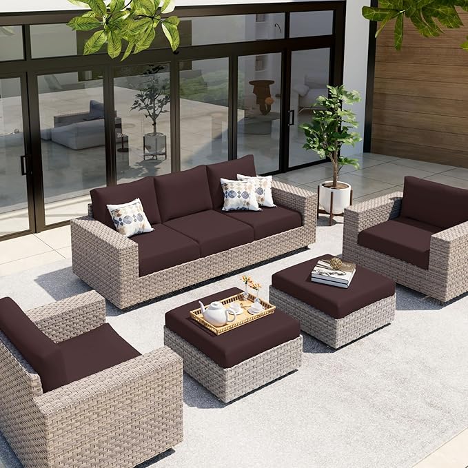 hyha Waterproof Couch Cushion Covers, Stretch Sofa Couch Seat Slipcover for Dog Washable, Non-Slip Waterproof Outdoor Cushion Covers for Patio Furniture Replacement (2 Pieces, Chocolate)