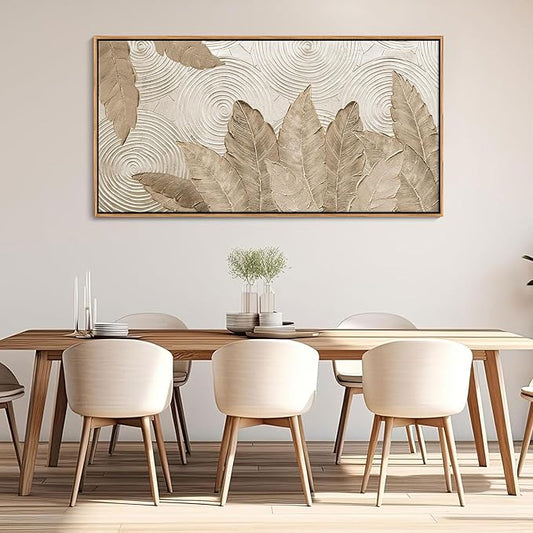 Minimalist & Modern Art for Bedroom Decor Framed Abstract Artwork for Walls Neutral & Contemporary Beige Wall art - Artwork for Living Room and Boho Style Large Abstract Wall Art 24×48IN