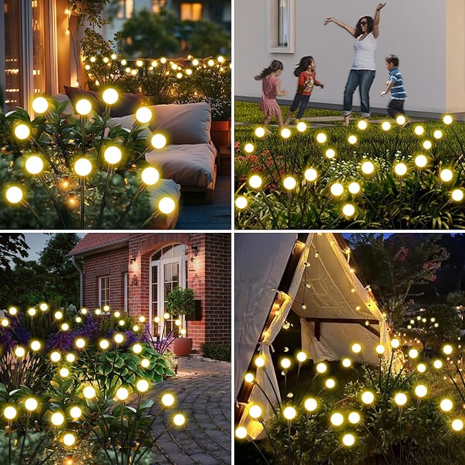 Solar Lights Outdoor Garden – 6 Pack 36 LEDs Solar Firefly Lights, Swaying Lights Waterproof, Solar Decorations for Yard Patio Pathway Lawn Gardening Gifts