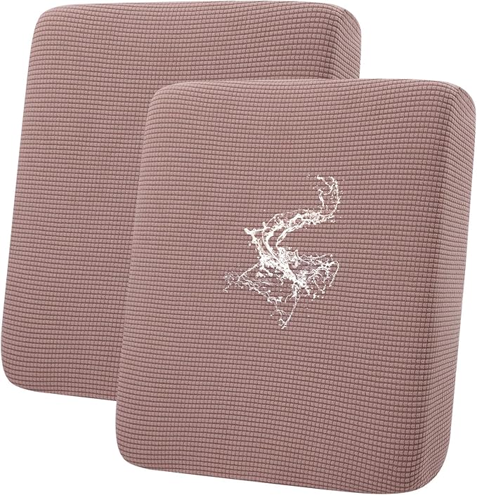 hyha Waterproof Couch Cushion Covers for Pets, Non Slip Sofa Seat Cover for Dogs Washable, Soft Thick Stretch Jacquard Fabric, Sofa Slipcovers with Elastic Bottom (2 Pieces, Camel)