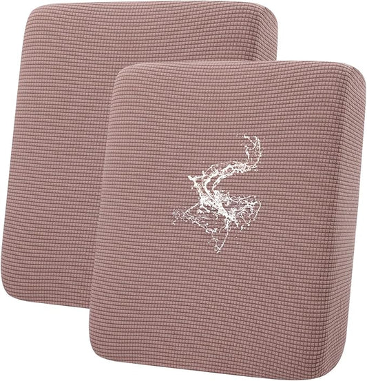 hyha Waterproof Couch Cushion Covers for Pets, Non Slip Sofa Seat Cover for Dogs Washable, Soft Thick Stretch Jacquard Fabric, Sofa Slipcovers with Elastic Bottom (2 Pieces, Camel)