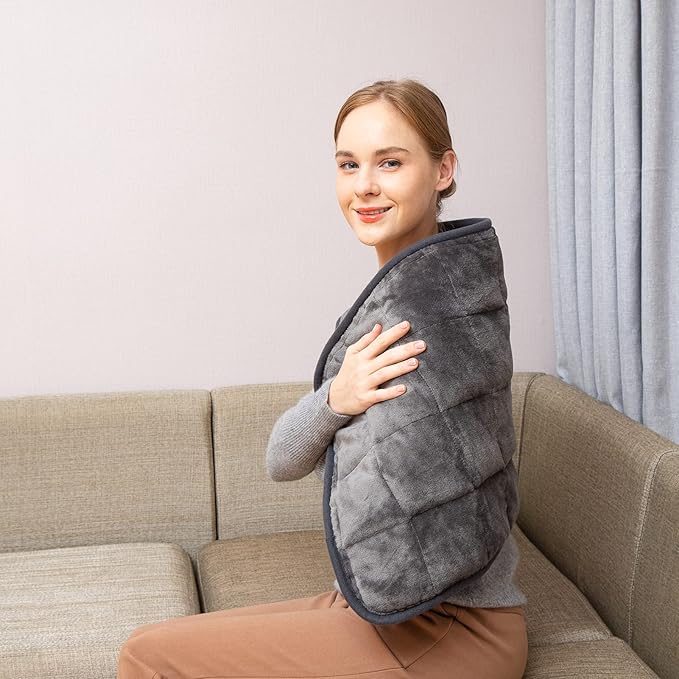 Ruqiji 17''x33'' Weighted Heating Pad, 5.2lbs with 12 Temperature Settings& Countdown Display, Pain Relief for Back/Neck/Shoulders/Abdomen/Legs, Birthday Gifts for Mom Dad Women Men (Dark Gray)