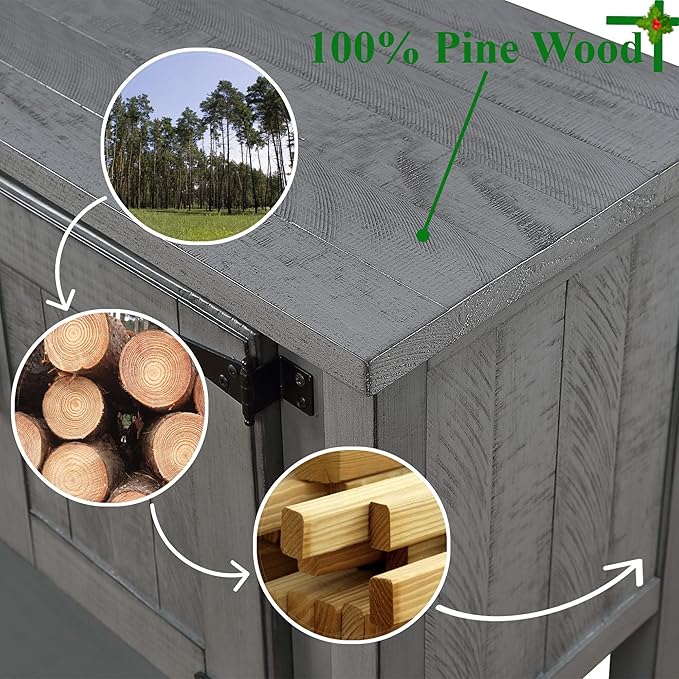 Solid Wood Farmhouse Console Table Sofa Table with Storage Drawers and Shelves for Storage Entry Hallway Foyer Sofa Side Table(48" Gray)