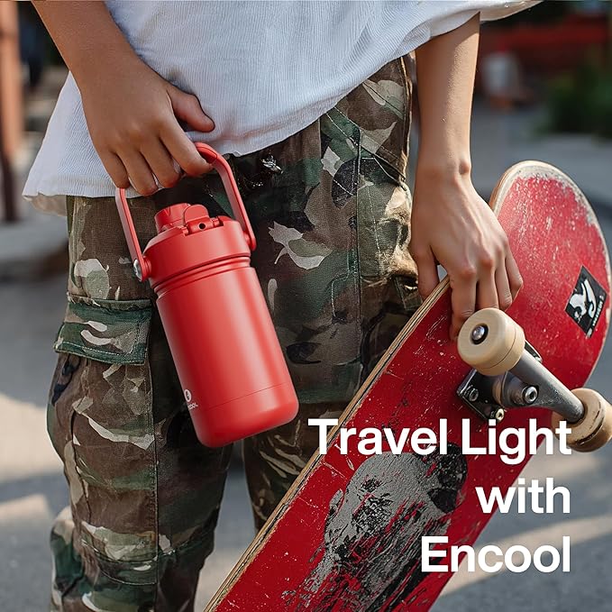 Kids Insualated Water Bottle with Straw - 12oz Stainless Steel Water Bottle with Dual Spouts, Leak-Proof, BPA-Free, Double Wall Vacuum Keeps Cold for 24 Hours for Sports, Travel, School (Lime Sorbet)